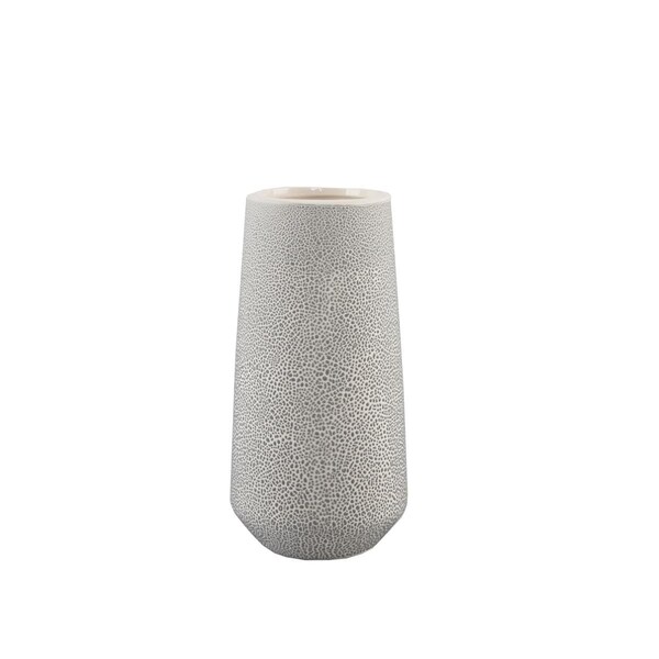 Flora Bunda 8' H Leather Finish Ceramic Vase Planter, Grey CT256E-GY - main